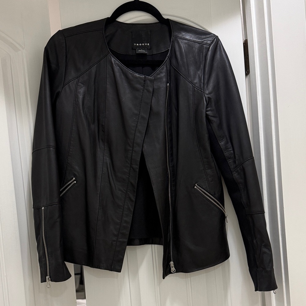 Trouvé Women's Black Leather Jacket - size small